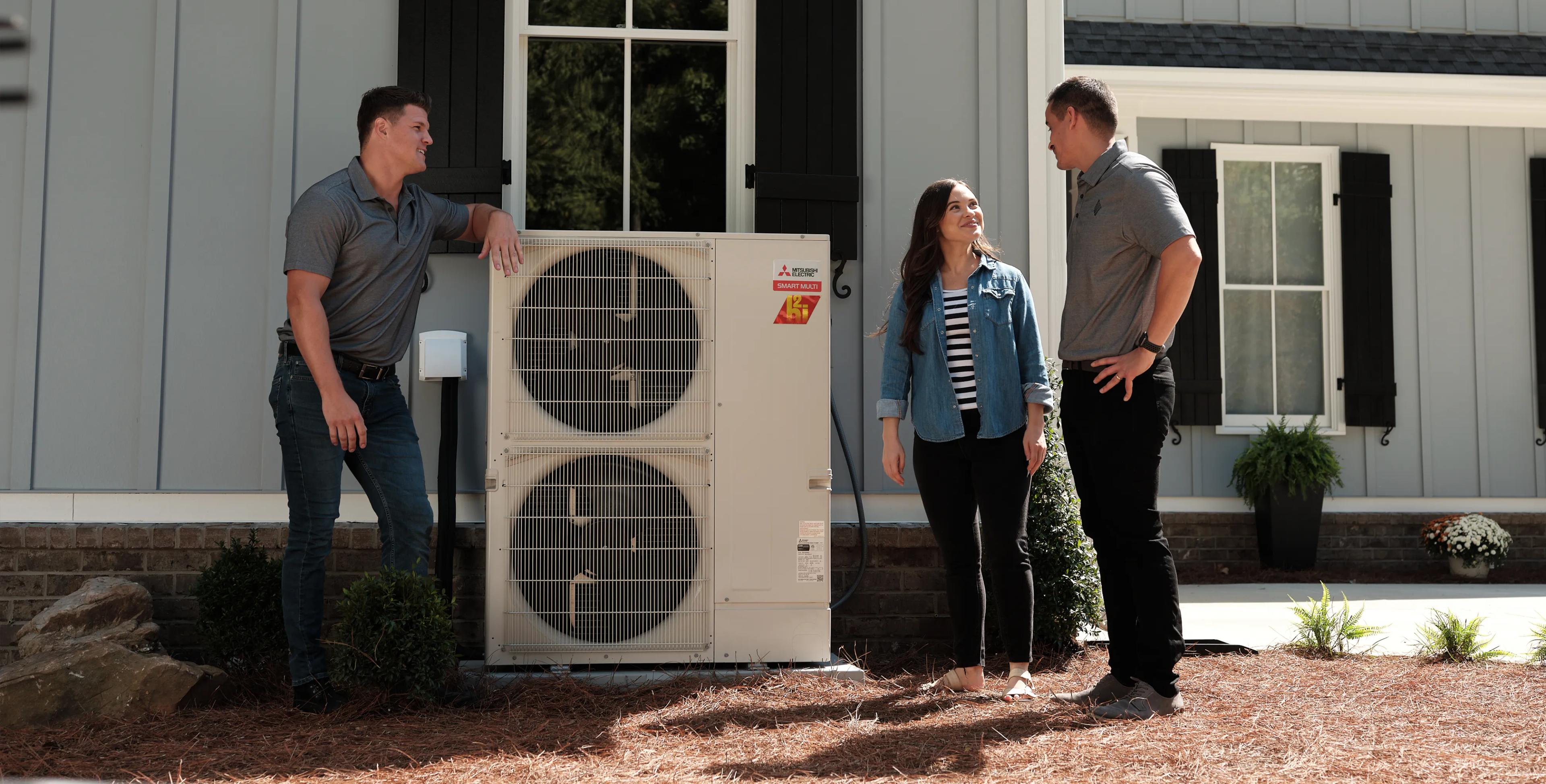 multi zone heat pump couple and contractor outdoor