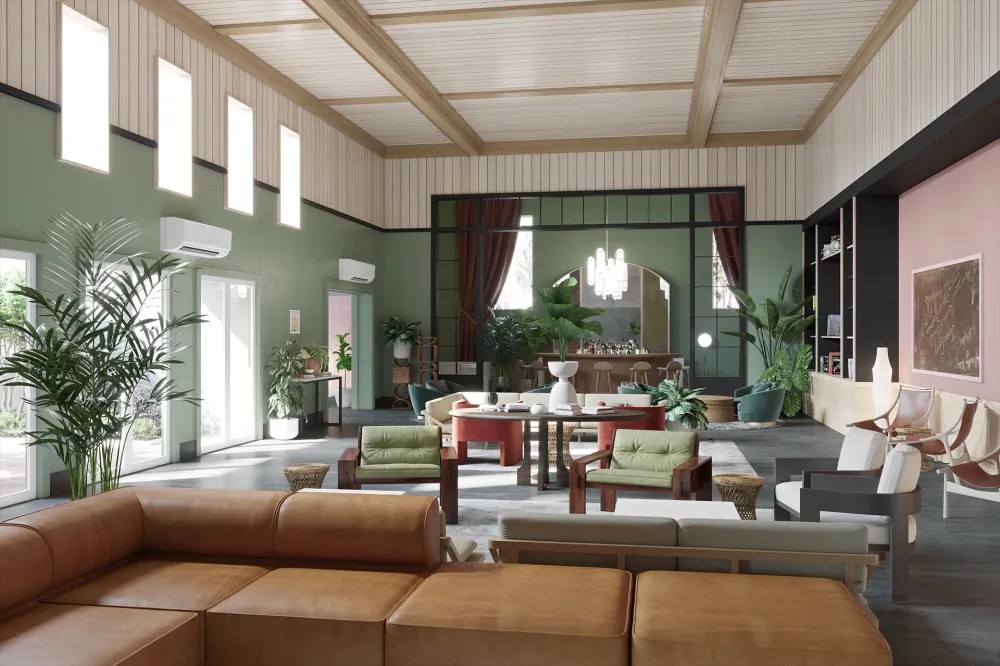 Wall-Mounted Indoor Unit in Hotel Lobby