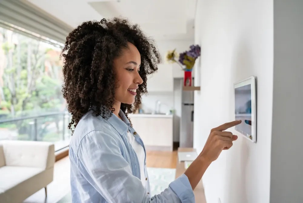 Five Smart Home Technology Trends woman indoors family people sit contemporary looking window man girl room pretty down to a science responsibility healthcare adult young internet technology dawn