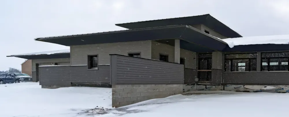 Ann Arbor Passive House house winter home snow building architecture storm roof family window bungalow garage sky cold wood outdoors weather calamity