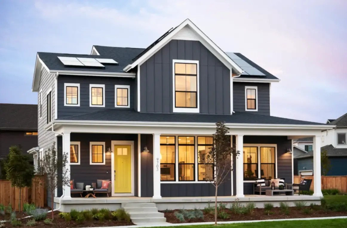 What are High Performance and Net Zero Houses? home house architecture family suburb luxury window real realty suburban residential property facade mortgage roof porch driveway building door